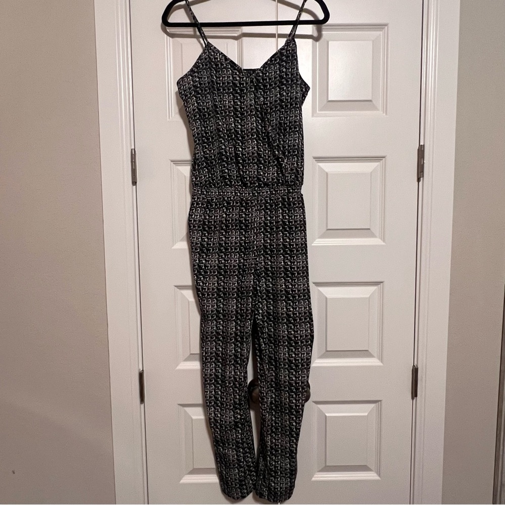 Express Black and White Patterned Jumpsuit